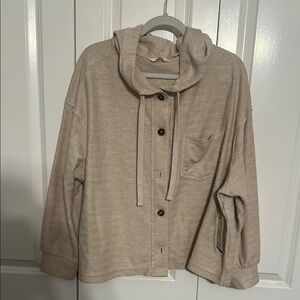 SOLD Terra & Sky Tan Utility Jacket Relaxed Fit Contemporary Design